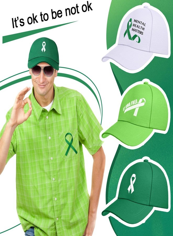 Croloose 15 Pcs Mental Health Awareness Baseball Cap Green Ribbon Trucker Hats for Mental Health Lymphoma Awareness Suicide Prevention - Image 3